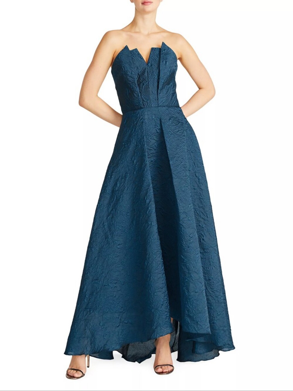 Theia Imogen Strapless Textured Evening Gown - Moroccan Blue NWT